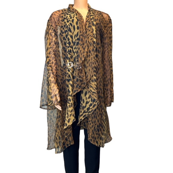 Vintage 90s Night works Surplice Cheetah print top cover up draped  Size 26W - Picture 9 of 17